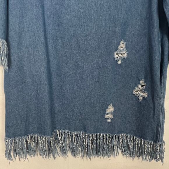 Better Be Y2K Retro Fringe Denim Tunic Dress Medium Boho Western Festival Hippie - Picture 4 of 11